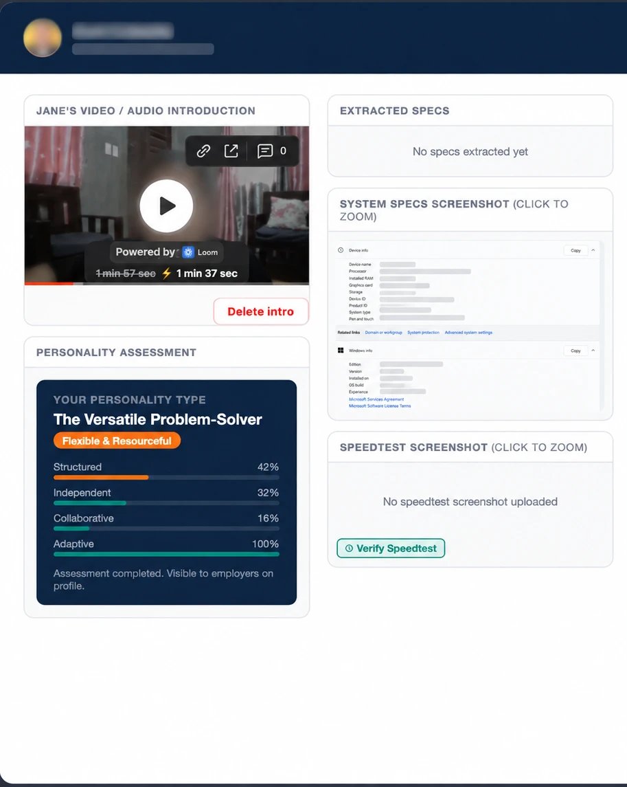 Specialist profile preview with a video introduction and personality assessment